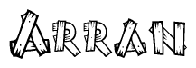 The clipart image shows the name Arran stylized to look as if it has been constructed out of wooden planks or logs. Each letter is designed to resemble pieces of wood.