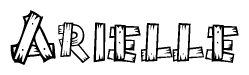 The clipart image shows the name Arielle stylized to look as if it has been constructed out of wooden planks or logs. Each letter is designed to resemble pieces of wood.