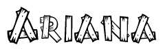 The clipart image shows the name Ariana stylized to look like it is constructed out of separate wooden planks or boards, with each letter having wood grain and plank-like details.