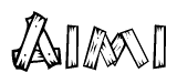The clipart image shows the name Aimi stylized to look as if it has been constructed out of wooden planks or logs. Each letter is designed to resemble pieces of wood.