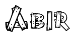 The clipart image shows the name Abir stylized to look like it is constructed out of separate wooden planks or boards, with each letter having wood grain and plank-like details.