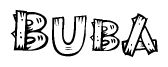 The clipart image shows the name Buba stylized to look like it is constructed out of separate wooden planks or boards, with each letter having wood grain and plank-like details.