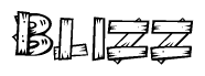 The image contains the name Blizz written in a decorative, stylized font with a hand-drawn appearance. The lines are made up of what appears to be planks of wood, which are nailed together