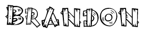 The image contains the name Brandon written in a decorative, stylized font with a hand-drawn appearance. The lines are made up of what appears to be planks of wood, which are nailed together