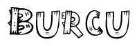 The clipart image shows the name Burcu stylized to look like it is constructed out of separate wooden planks or boards, with each letter having wood grain and plank-like details.