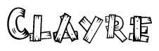 The clipart image shows the name Clayre stylized to look as if it has been constructed out of wooden planks or logs. Each letter is designed to resemble pieces of wood.