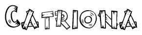The image contains the name Catriona written in a decorative, stylized font with a hand-drawn appearance. The lines are made up of what appears to be planks of wood, which are nailed together