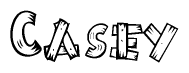 The clipart image shows the name Casey stylized to look like it is constructed out of separate wooden planks or boards, with each letter having wood grain and plank-like details.