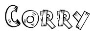 The clipart image shows the name Corry stylized to look like it is constructed out of separate wooden planks or boards, with each letter having wood grain and plank-like details.