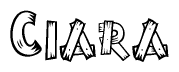 The image contains the name Ciara written in a decorative, stylized font with a hand-drawn appearance. The lines are made up of what appears to be planks of wood, which are nailed together