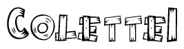 The clipart image shows the name Colette1 stylized to look as if it has been constructed out of wooden planks or logs. Each letter is designed to resemble pieces of wood.