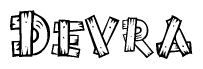 The clipart image shows the name Devra stylized to look like it is constructed out of separate wooden planks or boards, with each letter having wood grain and plank-like details.