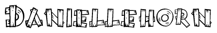 The clipart image shows the name Daniellehorn stylized to look like it is constructed out of separate wooden planks or boards, with each letter having wood grain and plank-like details.