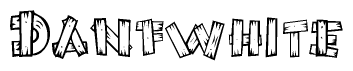 The image contains the name Danfwhite written in a decorative, stylized font with a hand-drawn appearance. The lines are made up of what appears to be planks of wood, which are nailed together