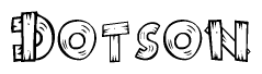 The clipart image shows the name Dotson stylized to look as if it has been constructed out of wooden planks or logs. Each letter is designed to resemble pieces of wood.