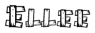 The clipart image shows the name Ellee stylized to look like it is constructed out of separate wooden planks or boards, with each letter having wood grain and plank-like details.