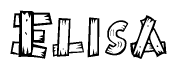 The clipart image shows the name Elisa stylized to look like it is constructed out of separate wooden planks or boards, with each letter having wood grain and plank-like details.