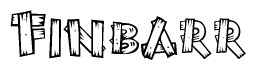 The clipart image shows the name Finbarr stylized to look like it is constructed out of separate wooden planks or boards, with each letter having wood grain and plank-like details.