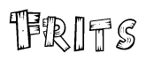The clipart image shows the name Frits stylized to look like it is constructed out of separate wooden planks or boards, with each letter having wood grain and plank-like details.