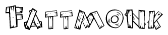 The clipart image shows the name Fattmonk stylized to look as if it has been constructed out of wooden planks or logs. Each letter is designed to resemble pieces of wood.