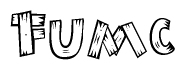 The clipart image shows the name Fumc stylized to look as if it has been constructed out of wooden planks or logs. Each letter is designed to resemble pieces of wood.