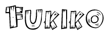 The clipart image shows the name Fukiko stylized to look as if it has been constructed out of wooden planks or logs. Each letter is designed to resemble pieces of wood.