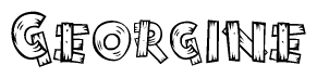 The clipart image shows the name Georgine stylized to look like it is constructed out of separate wooden planks or boards, with each letter having wood grain and plank-like details.