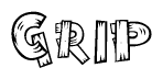 The image contains the name Grip written in a decorative, stylized font with a hand-drawn appearance. The lines are made up of what appears to be planks of wood, which are nailed together