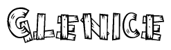 The clipart image shows the name Glenice stylized to look like it is constructed out of separate wooden planks or boards, with each letter having wood grain and plank-like details.