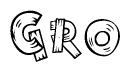 The image contains the name Gro written in a decorative, stylized font with a hand-drawn appearance. The lines are made up of what appears to be planks of wood, which are nailed together