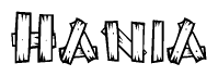 The clipart image shows the name Hania stylized to look like it is constructed out of separate wooden planks or boards, with each letter having wood grain and plank-like details.