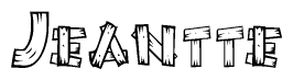 The clipart image shows the name Jeantte stylized to look like it is constructed out of separate wooden planks or boards, with each letter having wood grain and plank-like details.
