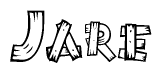 The clipart image shows the name Jare stylized to look as if it has been constructed out of wooden planks or logs. Each letter is designed to resemble pieces of wood.