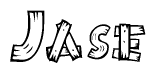 The clipart image shows the name Jase stylized to look like it is constructed out of separate wooden planks or boards, with each letter having wood grain and plank-like details.