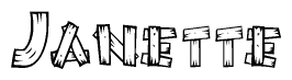 The clipart image shows the name Janette stylized to look like it is constructed out of separate wooden planks or boards, with each letter having wood grain and plank-like details.