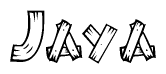 The clipart image shows the name Jaya stylized to look like it is constructed out of separate wooden planks or boards, with each letter having wood grain and plank-like details.