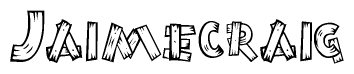 The clipart image shows the name Jaimecraig stylized to look as if it has been constructed out of wooden planks or logs. Each letter is designed to resemble pieces of wood.