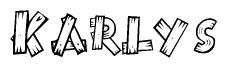 The clipart image shows the name Karlys stylized to look as if it has been constructed out of wooden planks or logs. Each letter is designed to resemble pieces of wood.