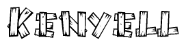 The image contains the name Kenyell written in a decorative, stylized font with a hand-drawn appearance. The lines are made up of what appears to be planks of wood, which are nailed together