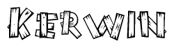 The clipart image shows the name Kerwin stylized to look as if it has been constructed out of wooden planks or logs. Each letter is designed to resemble pieces of wood.