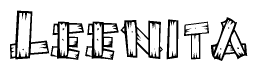 The image contains the name Leenita written in a decorative, stylized font with a hand-drawn appearance. The lines are made up of what appears to be planks of wood, which are nailed together