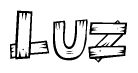 The clipart image shows the name Luz stylized to look as if it has been constructed out of wooden planks or logs. Each letter is designed to resemble pieces of wood.