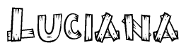 The clipart image shows the name Luciana stylized to look like it is constructed out of separate wooden planks or boards, with each letter having wood grain and plank-like details.