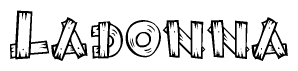 The clipart image shows the name Ladonna stylized to look like it is constructed out of separate wooden planks or boards, with each letter having wood grain and plank-like details.
