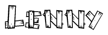 The image contains the name Lenny written in a decorative, stylized font with a hand-drawn appearance. The lines are made up of what appears to be planks of wood, which are nailed together