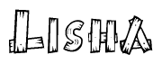 The clipart image shows the name Lisha stylized to look like it is constructed out of separate wooden planks or boards, with each letter having wood grain and plank-like details.
