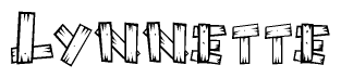 The clipart image shows the name Lynnette stylized to look like it is constructed out of separate wooden planks or boards, with each letter having wood grain and plank-like details.