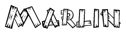 The clipart image shows the name Marlin stylized to look like it is constructed out of separate wooden planks or boards, with each letter having wood grain and plank-like details.