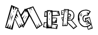 The clipart image shows the name Merg stylized to look like it is constructed out of separate wooden planks or boards, with each letter having wood grain and plank-like details.