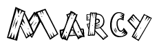 The clipart image shows the name Marcy stylized to look like it is constructed out of separate wooden planks or boards, with each letter having wood grain and plank-like details.